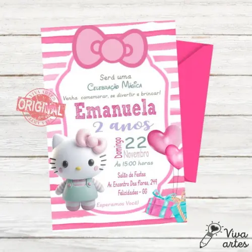 Convite Digital Hello Kitty