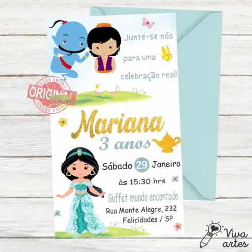 Convite Digital Jasmine e Alladin Cute