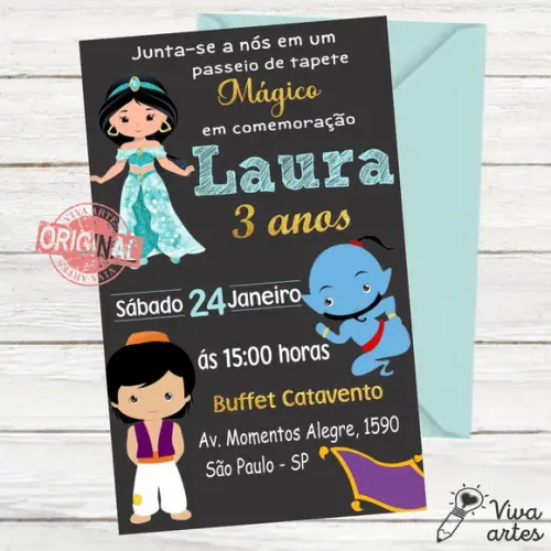 Convite Digital Jasmine e Alladin Cute