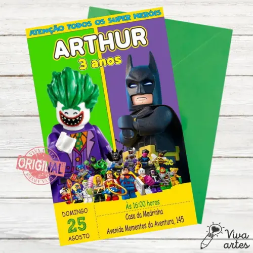 Convite Digital Lego Villains Dc