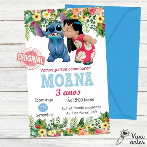 Convite Digital Lilo e Stitch