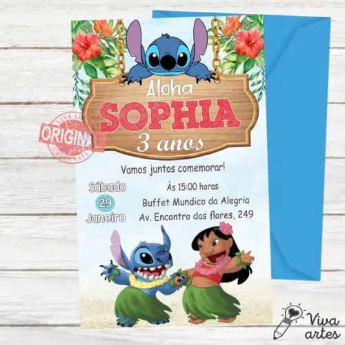 Convite Digital Lilo e Stitch