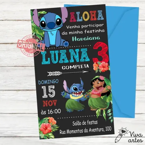 Convite Digital Lilo e Stitch