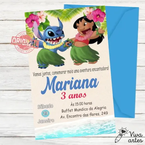 Convite Digital Lilo e Stitch