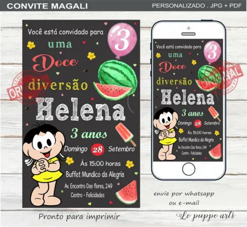 Convite Digital Magali - Turma da Mônica