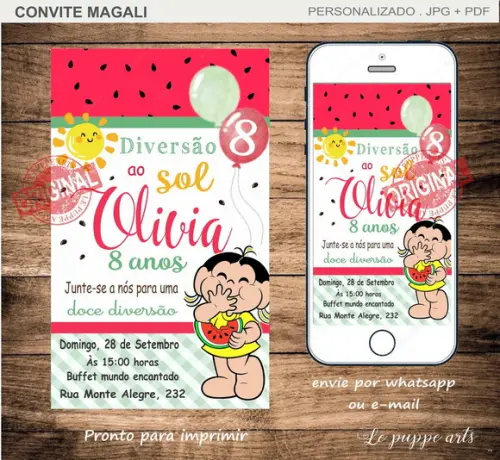Convite Digital Magali - Turma da Mônica