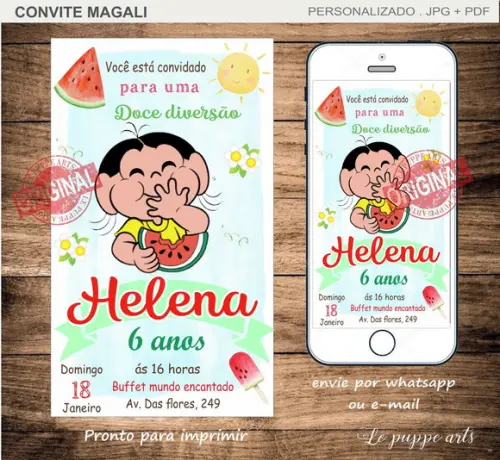 Convite Digital Magali - Turma da Mônica