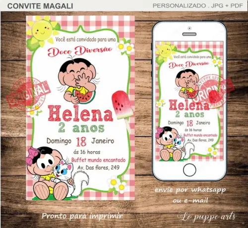 Convite Digital Magali - Turma da Mônica