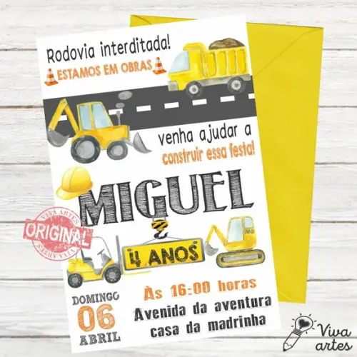Convite Digital Maquinas de Construção