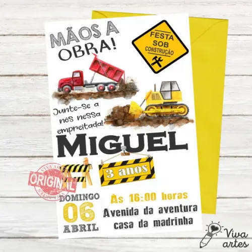 Convite Digital Maquinas de Construção