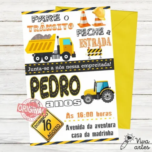 Convite Digital Maquinas de Construção