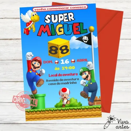 Convite Digital Mario Bros