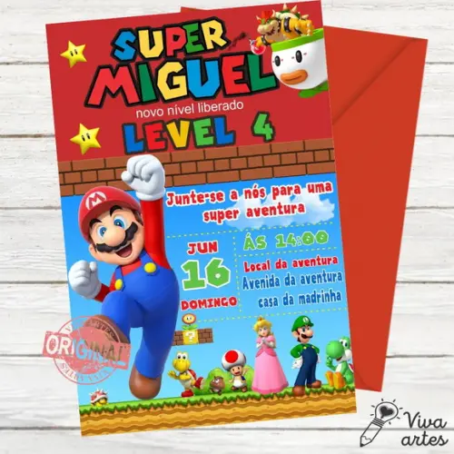 Convite Digital Mario Bros