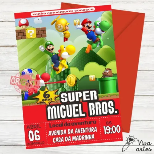 Convite Digital Mario Bros