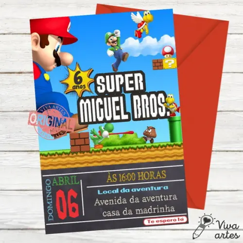 Convite Digital Mario Bros