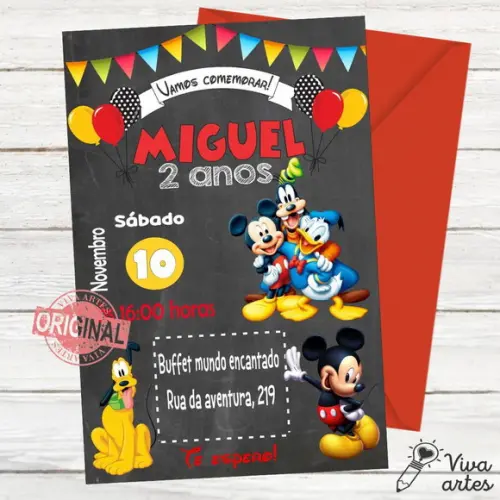 Convite Digital Mickey Mouse