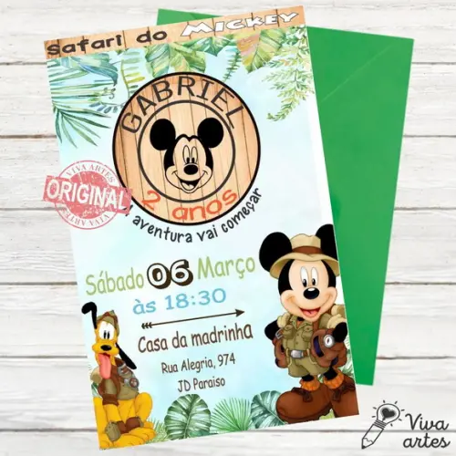 Convite Digital Mickey Safari