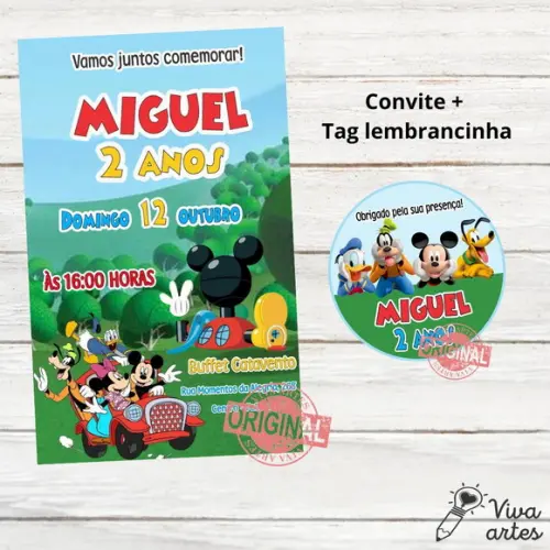 Convite Digital Mickey Tag Lembrancinha