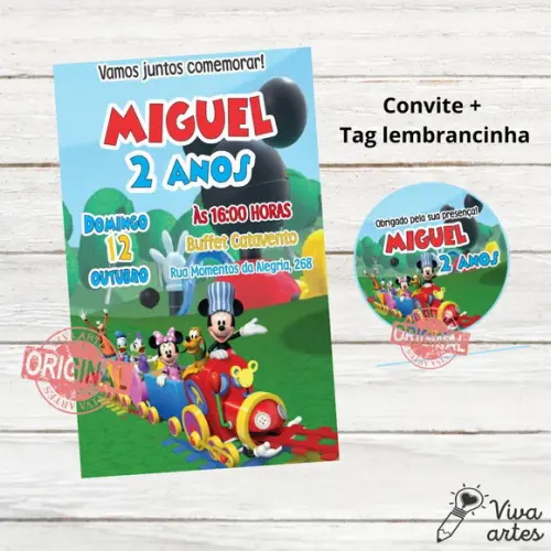 Convite Digital Mickey Tag Lembrancinha