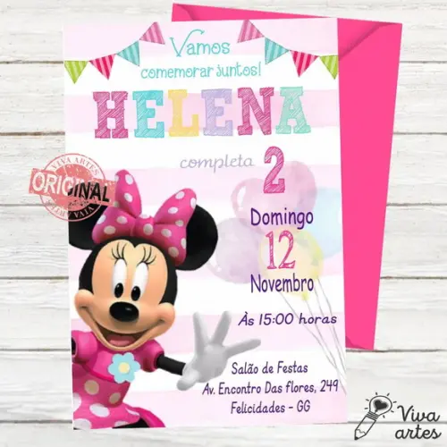 Convite Digital Minnie Rosa