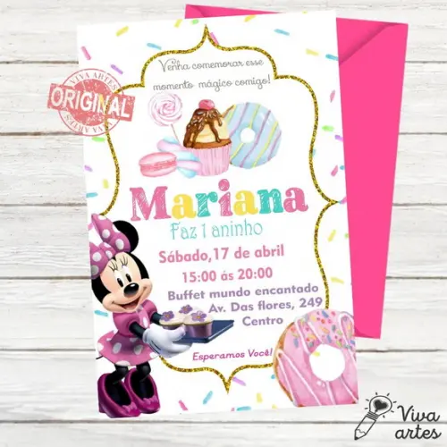 Convite Digital Minnie Confeitaria