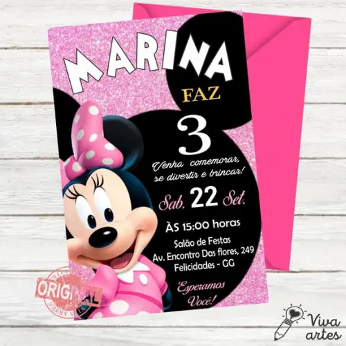 Convite Digital Minnie Rosa