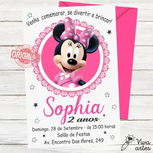 Convite Digital Minnie Rosa