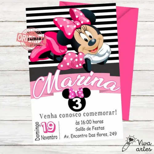 Convite Digital Minnie Rosa
