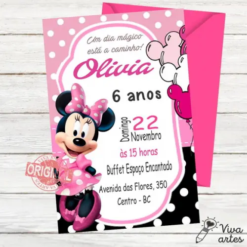Convite Digital Minnie Rosa