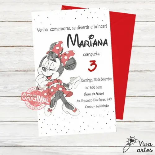 Convite Digital Minnie Vermelho