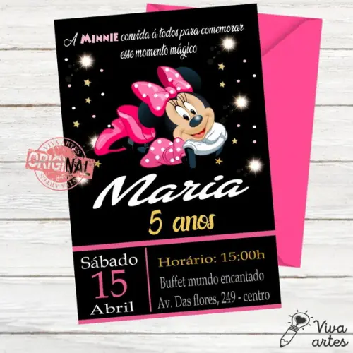 Convite Digital Minnie Rosa