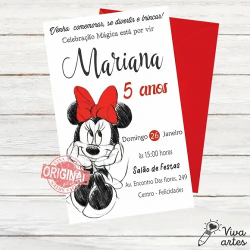 Convite Digital Minnie Vermelho