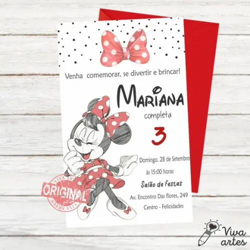Convite Digital Minnie Vermelho