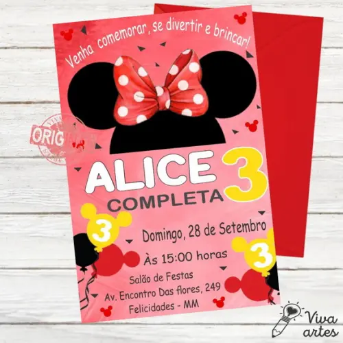 Convite Digital Minnie Vermelho