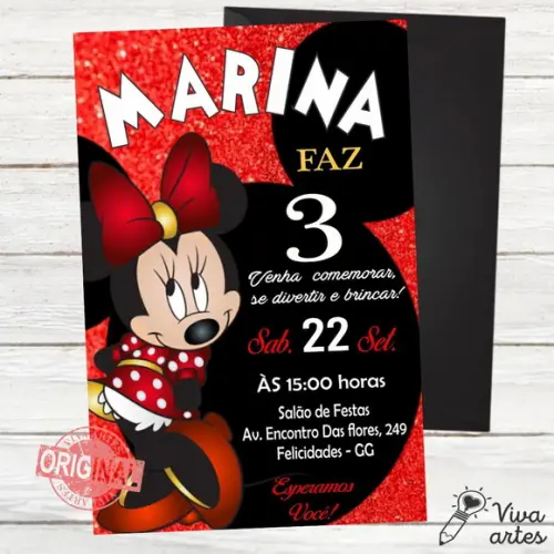 Convite Digital Minnie Vermelho