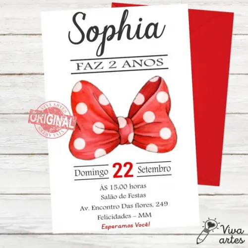 Convite Digital Minnie Vermelho