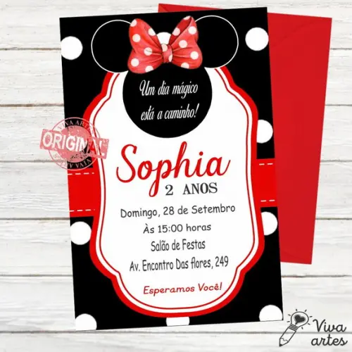 Convite Digital Minnie Vermelho