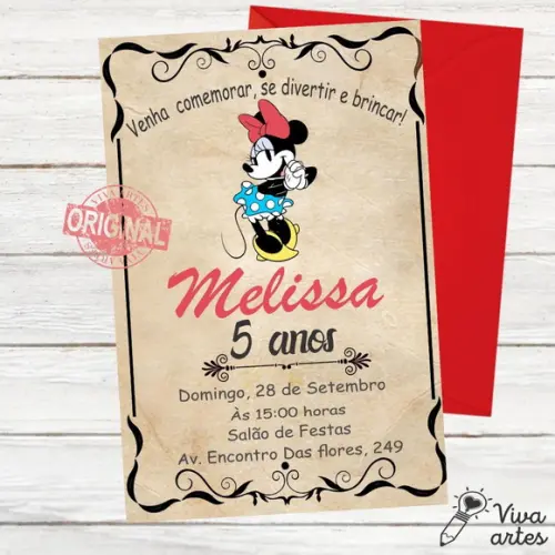 Convite Digital Minnie Vintage