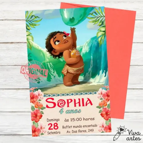 Convite Digital Moana Baby