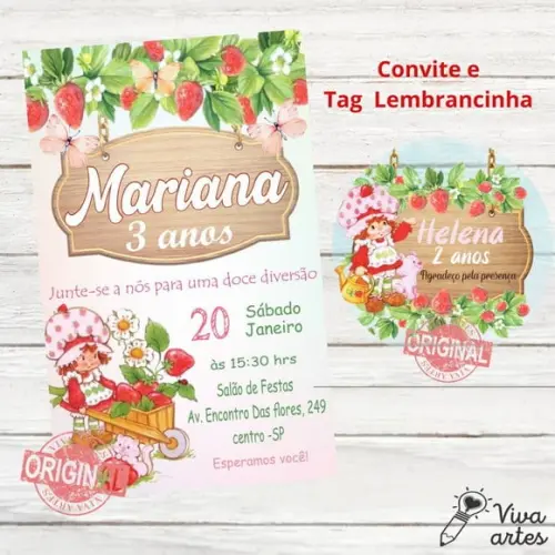 Convite Digital Moranguinho Tag Lembrancinha
