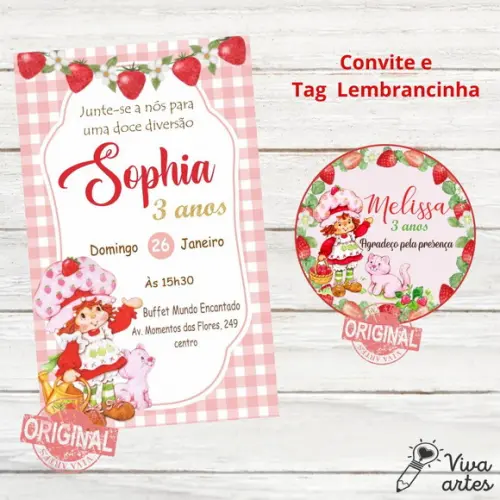 Convite Digital Moranguinho Tag Lembrancinha