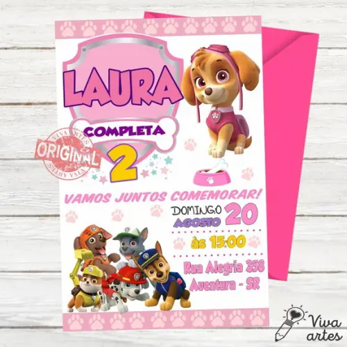 Convite Digital Patrulha Canina Menina