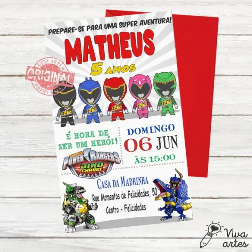 Convite Digital Power Rangers