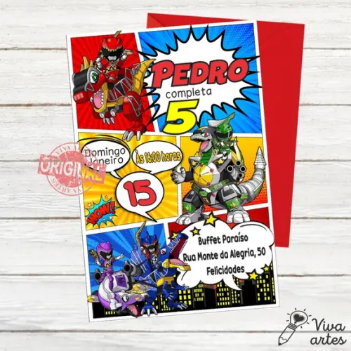 Convite Digital Power Rangers Dino Charge