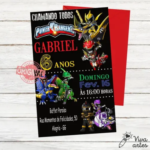 Convite Digital Power Rangers Dino Charge