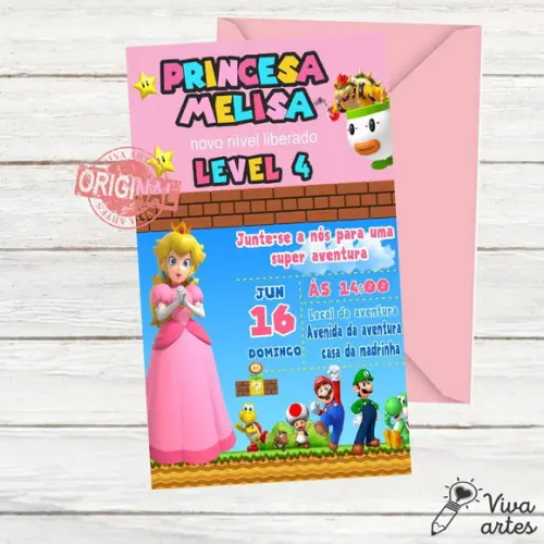 Convite Digital Princesa Peach