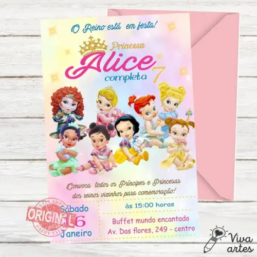 Convite Digital Princesas Baby Disney