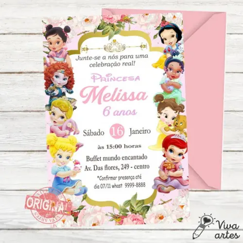 Convite Digital Princesas Baby Disney
