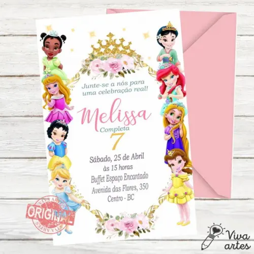 Convite Digital Princesas Baby Disney