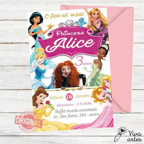 Convite Digital Princesas Disney